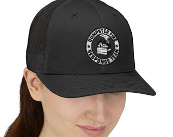 Snapback Trucker Cap  - Dumpster Fire Response Team | Funny Embroidered Hat. 60/40 Cotton, Polyester