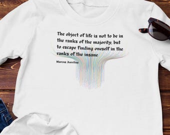 Stoic T-Shirt - Marcus Aurelius Quote - Don't try to be in the majority  | Cotton Tee