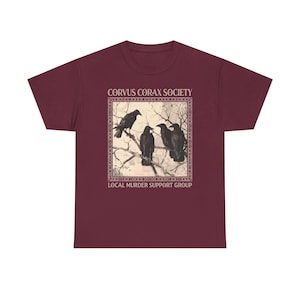 Shirt raaf - Corvus Corax Society - Steungroep lokale moord | Katoenen T-shirt met raaf en kraaidesign afbeelding 15