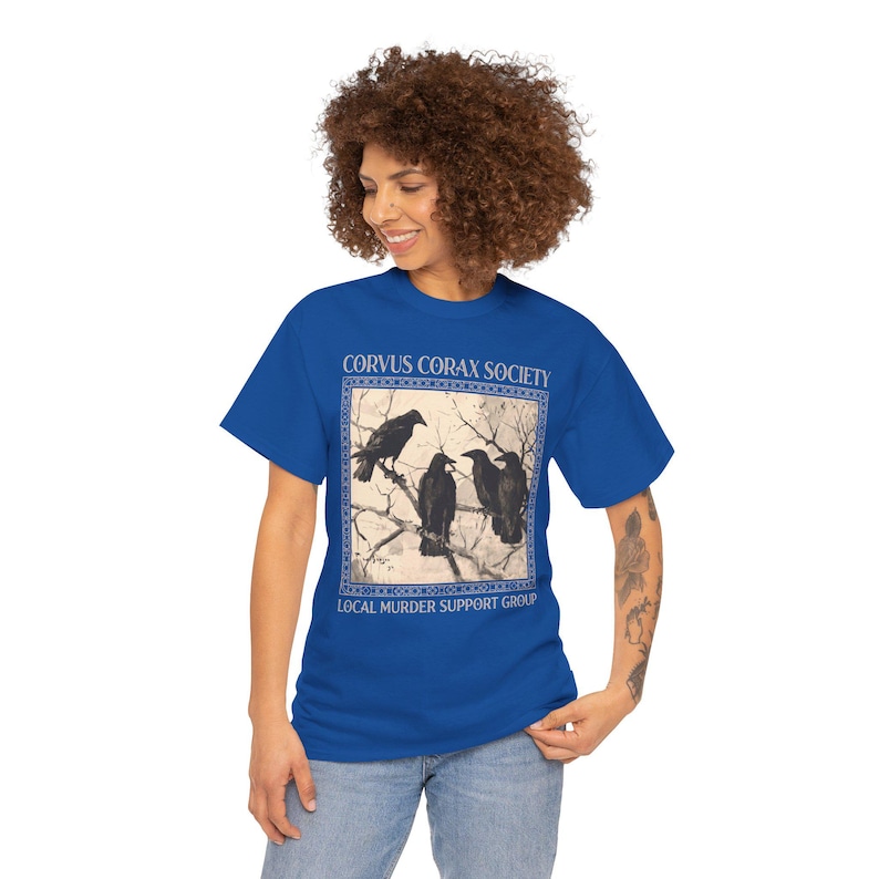 Shirt raaf - Corvus Corax Society - Steungroep lokale moord | Katoenen T-shirt met raaf en kraaidesign afbeelding 11