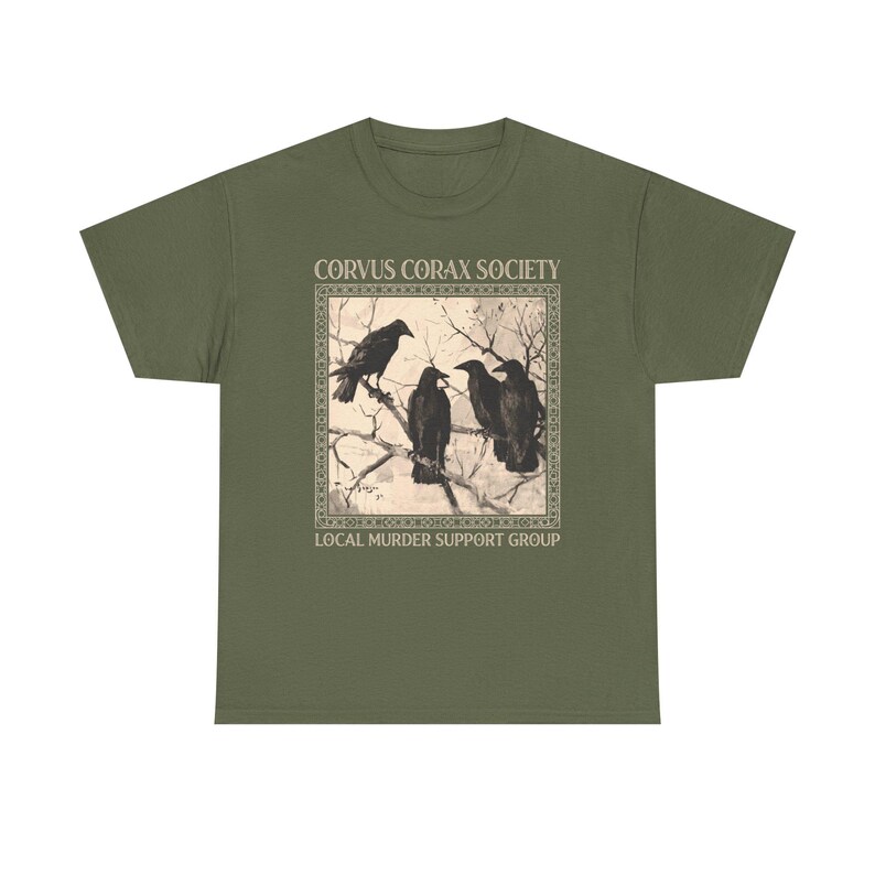 Shirt raaf - Corvus Corax Society - Steungroep lokale moord | Katoenen T-shirt met raaf en kraaidesign afbeelding 16
