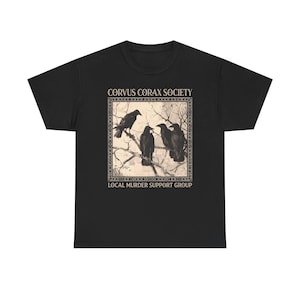 Shirt raaf - Corvus Corax Society - Steungroep lokale moord | Katoenen T-shirt met raaf en kraaidesign afbeelding 14