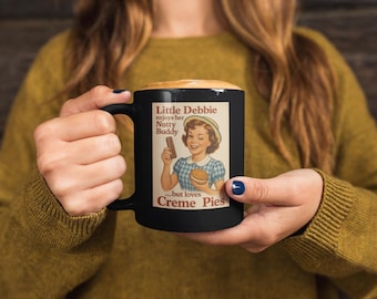 Funny Mug - Little Debbie Food Pun | Black Ceramic Coffee Cup- 11oz, 15oz