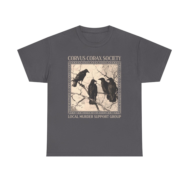 Shirt raaf - Corvus Corax Society - Steungroep lokale moord | Katoenen T-shirt met raaf en kraaidesign afbeelding 17