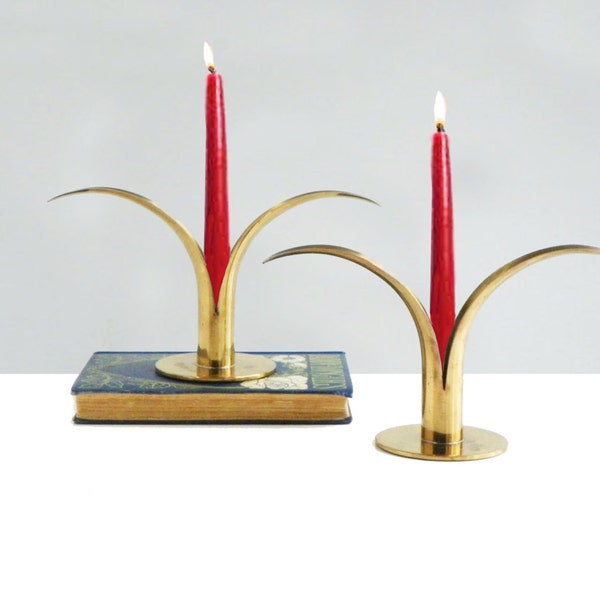 Mid Century Ystad Brass Candle Holders