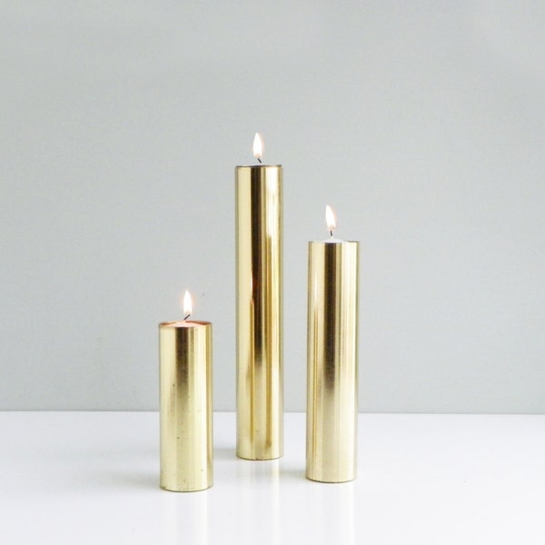 Cylindrical Brass Candle Holders - Moderen