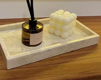 Elegant marmeren dienblad | 10" x 6" rechthoek | Luxe kaasplank, sieraden- en koffieplateau