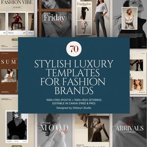 Minimal fashion story and post templates displayed as editable Instagram layouts in warm earth tones, featuring modern typography and image placeholders for collections and promotions, designed for fashion brands, boutiques, influencers, and content creators to build consistent, professional social media content using Canva with drag and drop customization and no design skills required
