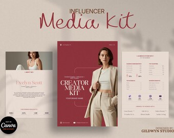 Zestaw medialny dla influencerów Canva | 4-stronicowy szablon zestawu medialnego dla Instagrama | Bloger, twórca UGC i zestaw do prezentacji marki