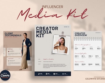 4-Page Media Kit Template, Canva Rate Sheet for Influencers, Bloggers & Content Creators (Instant Download)