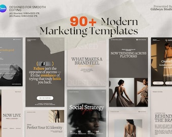 Instagram Post & Stories Templates | 90 Modern Canva Layouts (Digital Download)
