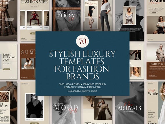 Instagram Templates 70 Minimal Fashion Story and Post Canva Kit | Boutique Brand - Social Media