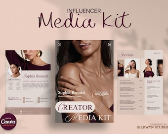 Szablon Canva dla zestawu medialnego dla influencerów | Zestaw medialny dla Instagrama | Zestaw promocyjny dla twórców treści generowanych przez użytkowników i blogerów | Edytowalny, 4-stronicowy