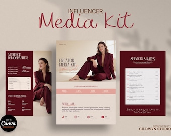 Szablon zestawu medialnego (5 stron) | Cennik treści UGC Canva | Zestaw medialny Instagram | Zestaw medialny dla influencerów