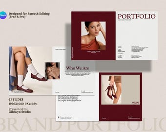 Szablon prezentacji portfolio marki | 23 slajdy Canva | Przewodnik po marce agencji kreatywnej, profil firmy, propozycja dla klienta