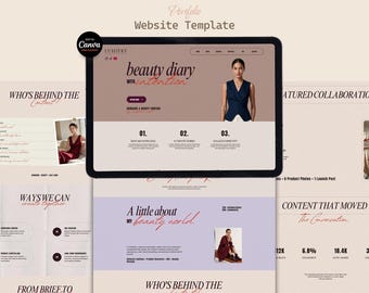 Szablon portfolio UGC, witryna internetowa portfolio UGC, portfolio Canva UGC dla twórców, influencerów i twórców kosmetyków do pielęgnacji skóry