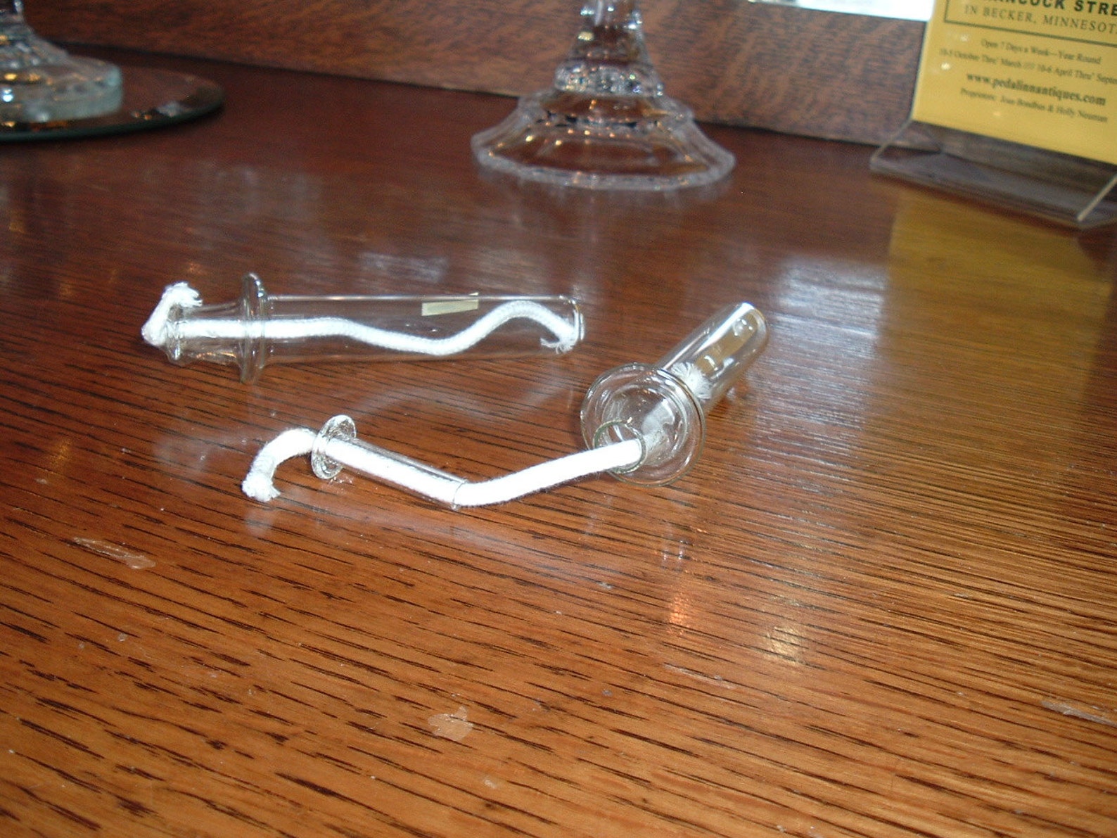 3 Wick Holder Large Tube 2 pc Insert Oil lamp Parts Glass Etsy