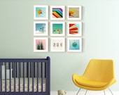 nursery art nursery print set modern nursery california surfer beach baby - Set of NINE prints