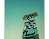 photography, retro photography, mid century modern, 60s, mcm, mid century decor, vintage sign, roadside - Mid-century Motel, 8x8 photograph
