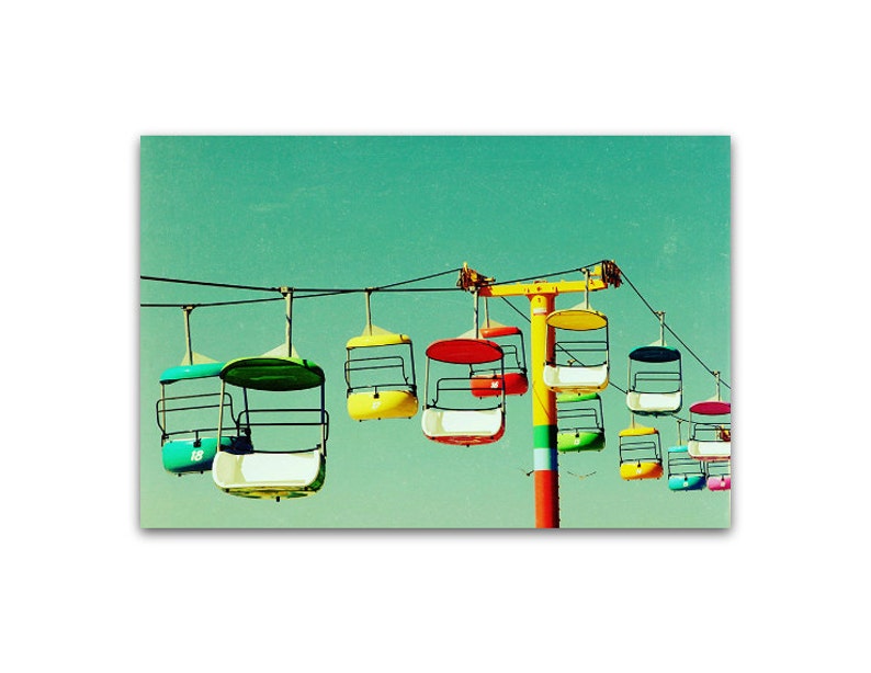 Extra Large Art / Bright Mid Century Modern Horizontal Canvas / Large