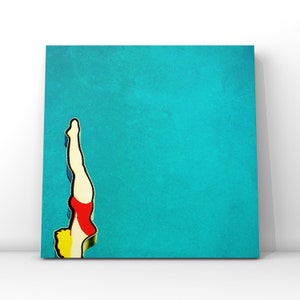 mid century art / mid century wall art / diving pool girl mid century sign High Dive, print or canvas // CUSTOM SIZES image 3