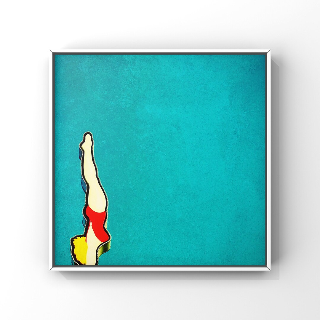 Mid Century Art / Mid Century Wall Art / Diving Pool Girl Mid Century