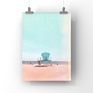 beach art // lifeguard art print // california beach // santa cruz art // large modern wall art - June Days, print or canvas // CUSTOM SIZES