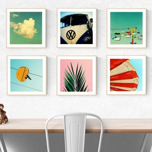 modern art print set // beach california art prints // palm tree wall art photography santa cruz photography art print set image 1