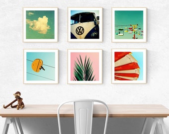 modern art print set // beach california art prints // palm tree wall art photography - santa cruz photography art print set