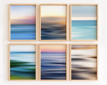 ocean art print set // beach photography print set // Santa Cruz wall art gift - Set of SIX Sea Modern prints