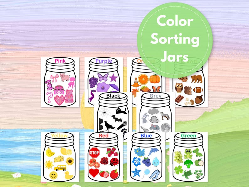 Color Sorting Jars Activity, Montessori Learning Printable (digital ...