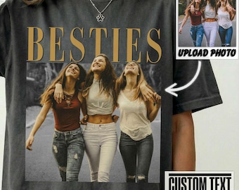 Personalized Besties Shirt Custom BFF Photo Vintage Portrait Best Friend Retro Friendship Gift