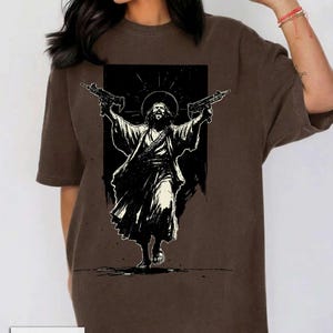 Uzi Jesus Shirt Dungeon Crawler Carl Princess Donut Tactical God Badass Christian Humor Gift image 8
