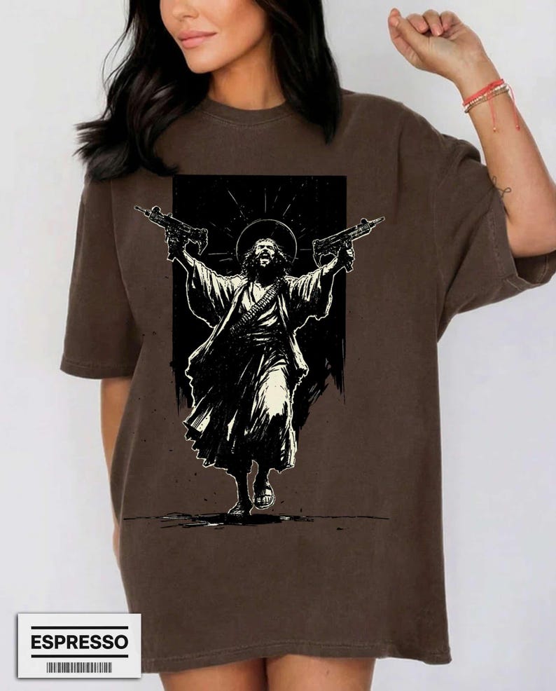 Uzi Jesus Shirt Dungeon Crawler Carl Princess Donut Tactical God Badass Christian Humor Gift image 8