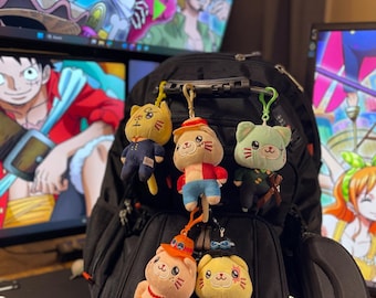 One Piece Cat Plush Keychain | Luffy Zoro Trafalgar Law Sanji Ace Sabo Charm