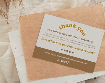 Small Business Thank You Card Template,  Editable Business Thank You Card Thanks For Your Purchase Card, Printable Thank You Package Insert