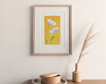 Yellow Flowers Print, Art Print, 8.5 x 11"