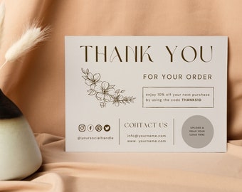 Editable Business Thank You Card Template, Small Business Thank You Card, Printable Thank You Card