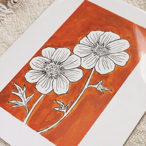 Orange Flowers Print, Art Print, 8.5 x 11&quot;