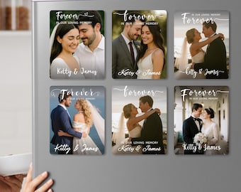 Custom Wedding Photo Magnet, Personalized Couple Fridge Magnet, Anniversary Gift, Engagement Keepsake, Bridal Shower Favor, Polaroid Style