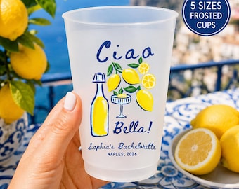 Personalized Lemon Bachelorette Cups, Frosted Bridal Shower Cups, Custom Wedding Weekend Favors, Coastal Party Cups, Summer Drinkware