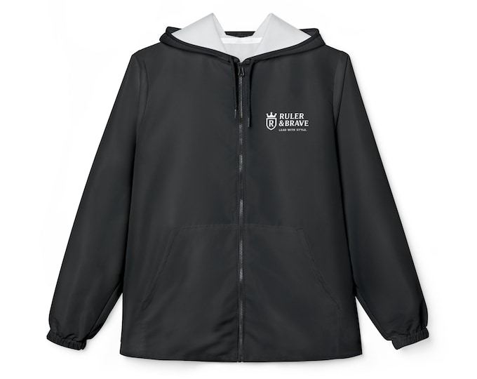Ruler & Brave Windbreaker Jacket | Black Hooded Windbreaker