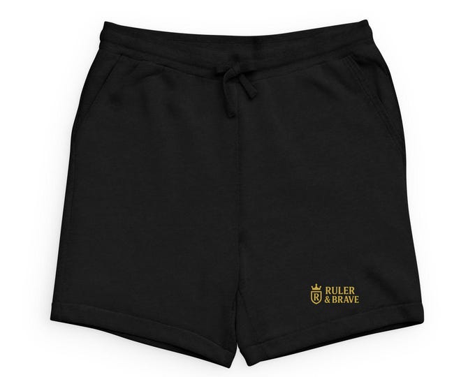 Ruler & Brave Crown Logo Sweatshorts | Black Embroidered Athletic Shorts