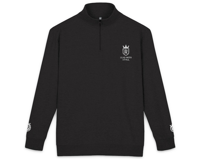 Unisex Embroidered Fleece Pullover - Cotton-Poly Blend, Zippered