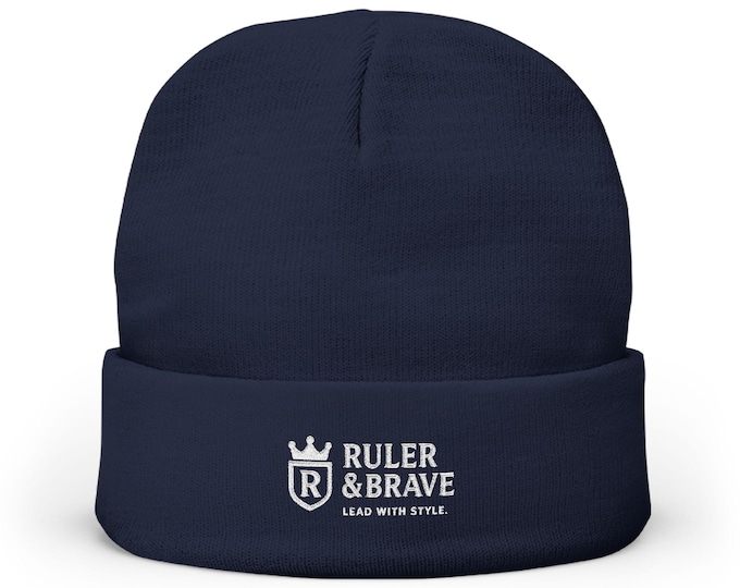 Embroidered Knit Beanie, Cozy Cotton-Acrylic Blend Winter Cap