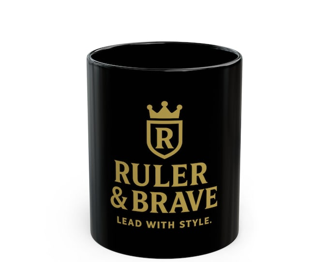 Ruler & Brave Lead With Style mug | Black ceramic coffee mug