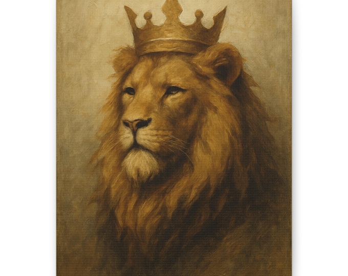Regal Lion with Crown Canvas