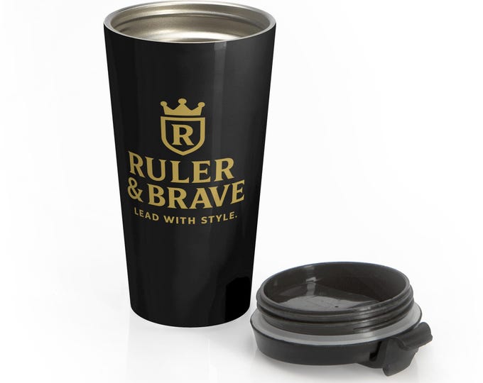 Stylish Stainless Steel Travel Mug, RULER & BRAVE Design, 15oz