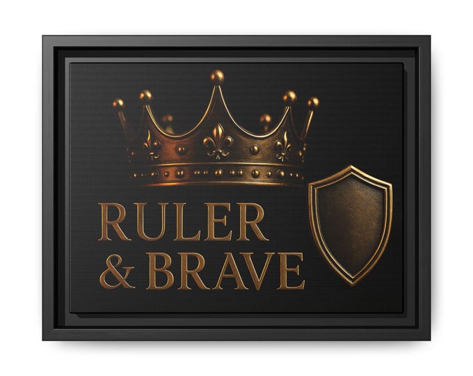 Crown & Shield Framed Art Print: Motivational Home Decor