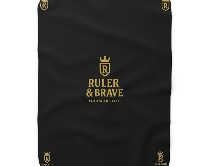 Ruler & Brave Crest Sherpa Blanket | Blue Logo Fleece